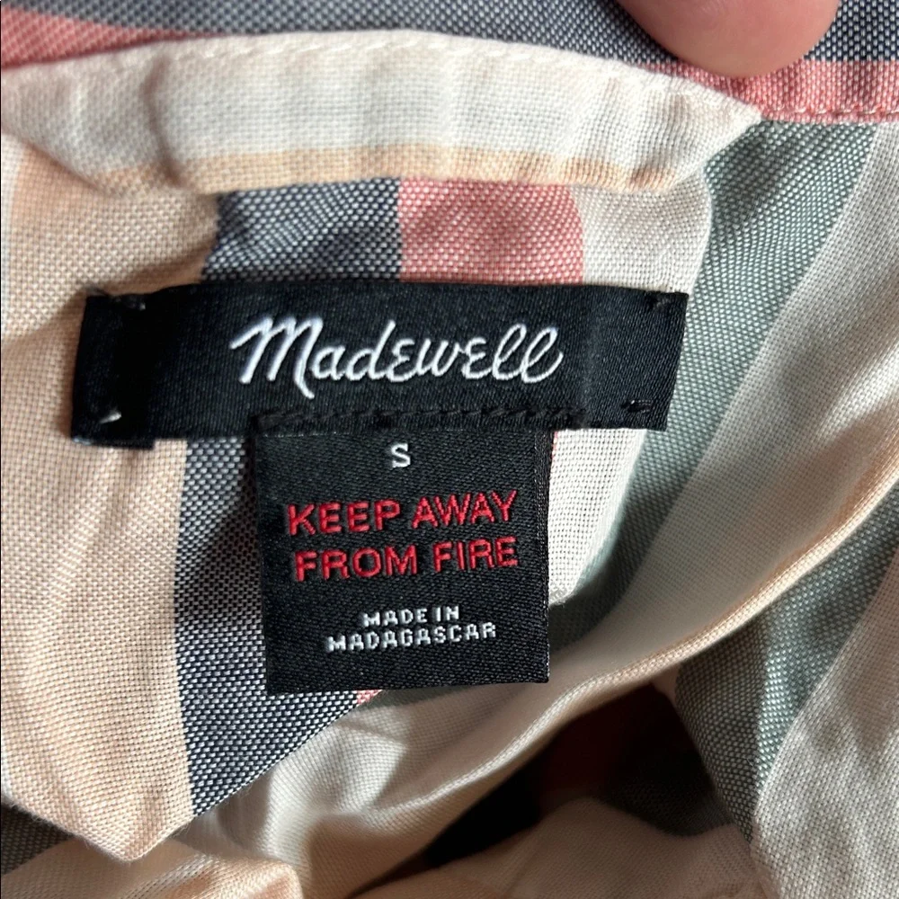 MADEWELL Small Gray Pink Peach White Loungewear Sleep Shirt Lonnie Button Up